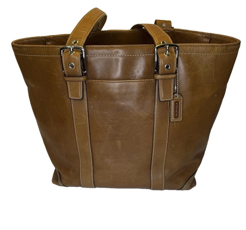 Vintage Y2K Coach Hampton Bag F10195 Camel Large Gallery Tote & Matching Wallet